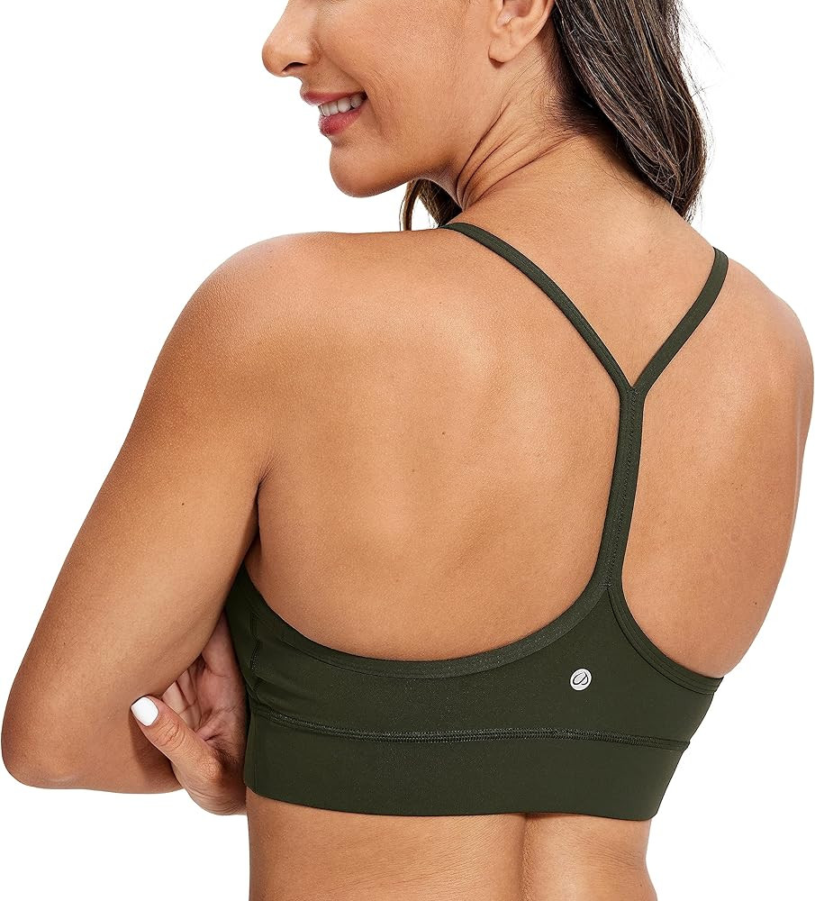 CRZ YOGA Butterluxe Womens Y-Back Racerback Sports Bra - Spaghetti Straps Wireless Scoop Neck Ath... | Amazon (US)