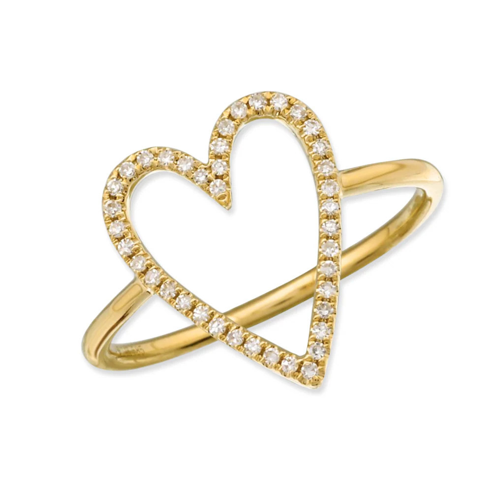 14K 1/10 CTW Natural Diamond Open Heart Ring | Embark Fine Jewelry