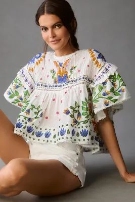 Farm Rio Summer Garden Blouse | Anthropologie (US)