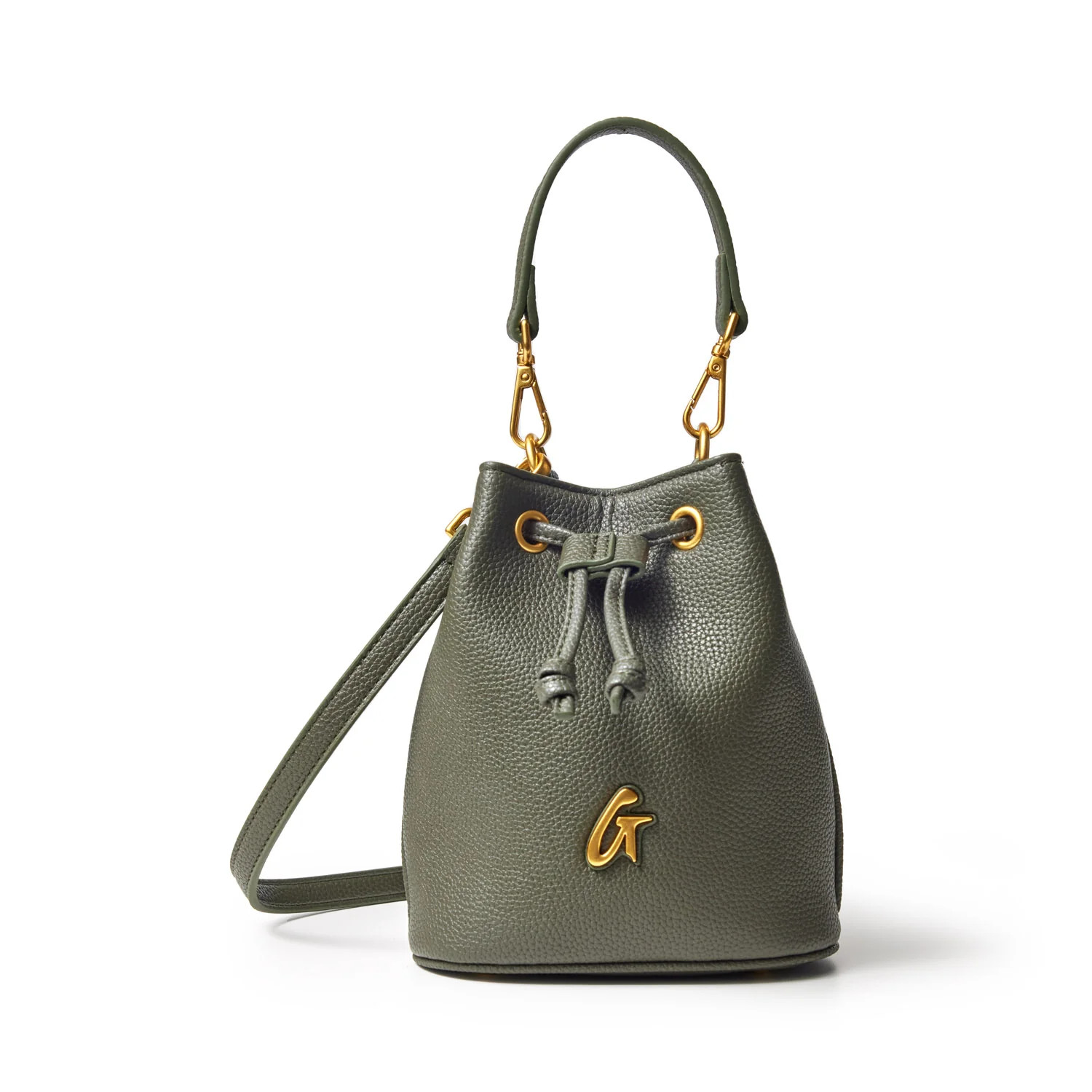 PEBBLE MINI BUCKET BAG OLIVE GREEN | Glam-Aholic Lifestyle