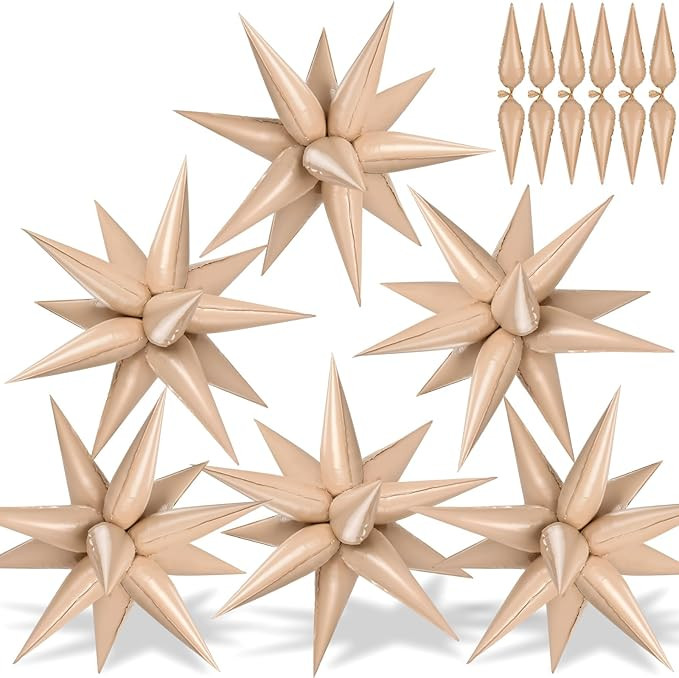 72 PCS Caramel Star Balloons, Big 26 Inch Foil Starburst Balloons, Explosion 12 Point Cone Balloo... | Amazon (US)