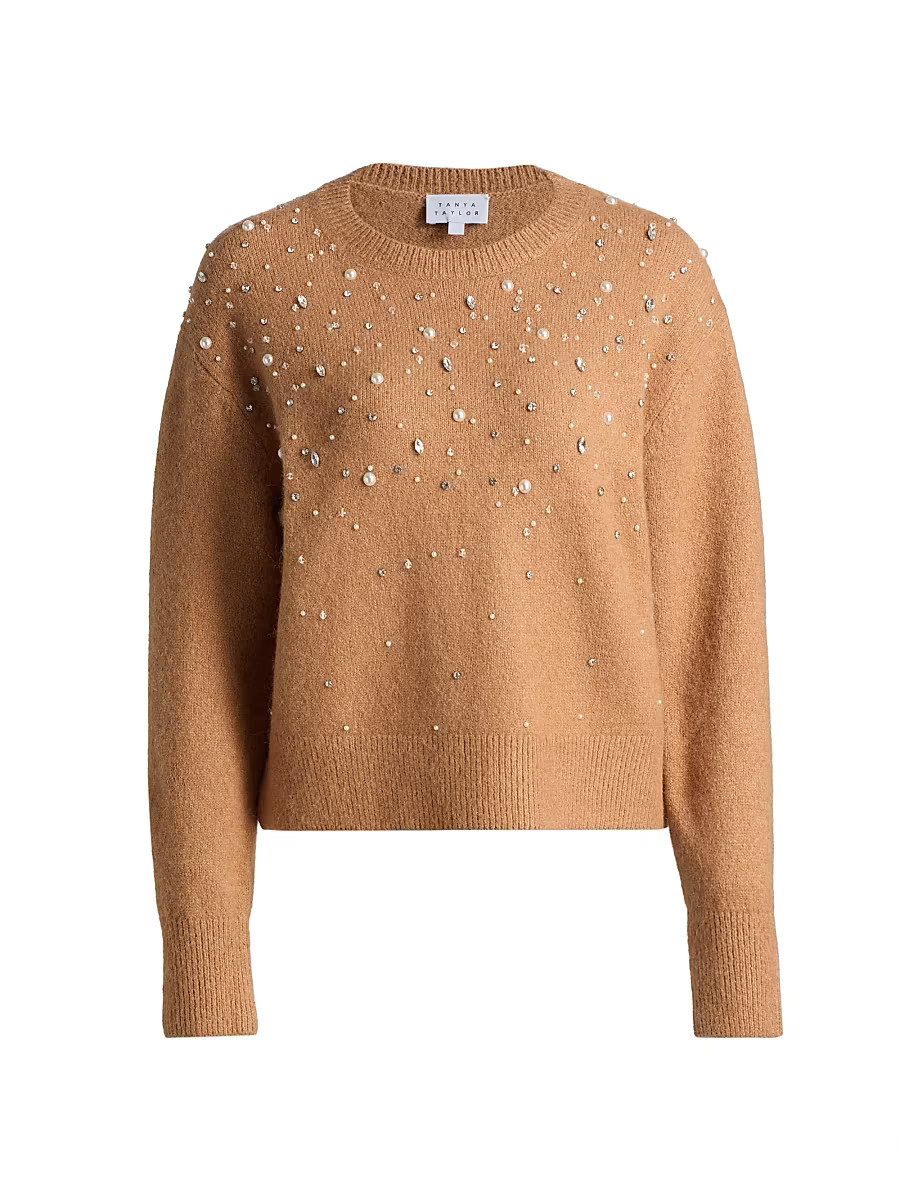 Women's Lexia Embellished Sweater - Camel - Size Small | Saks Fifth Avenue