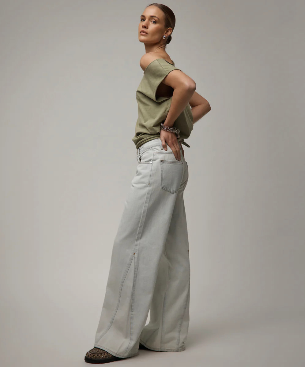 Cruisers Mid Waist Panel Bootcut Flare Denim Jeans - Arctic Blue | One Teaspoon | OneTeaspoon