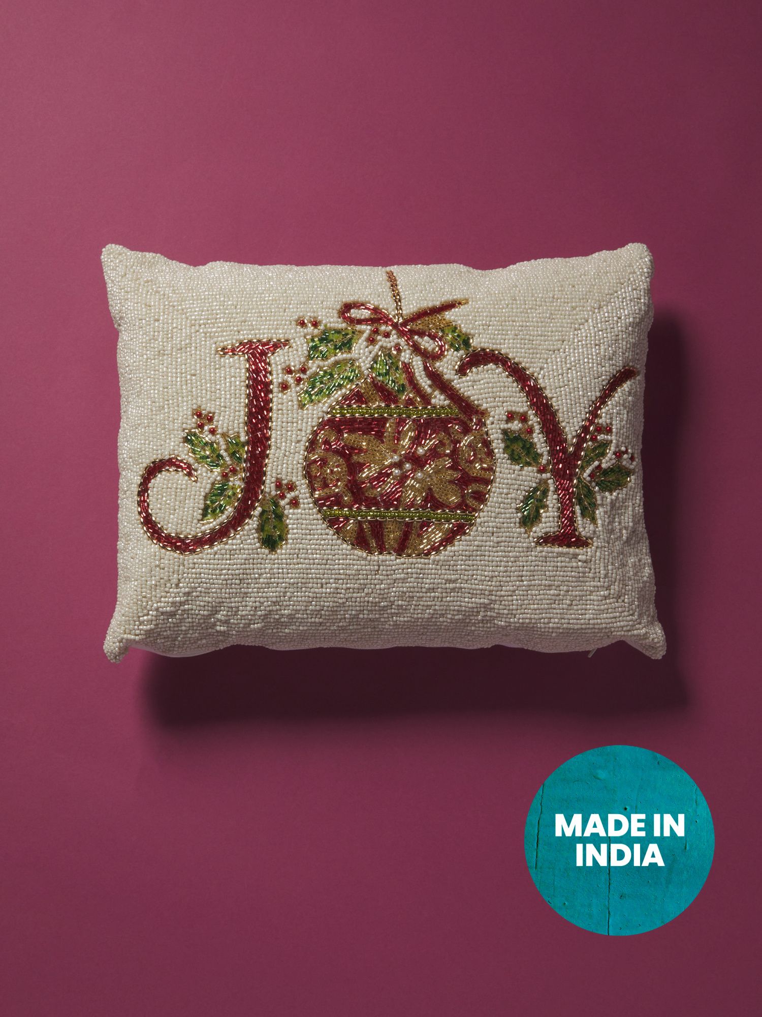 12x16 Beaded Joy Pillow | Holiday Decor | HomeGoods | HomeGoods