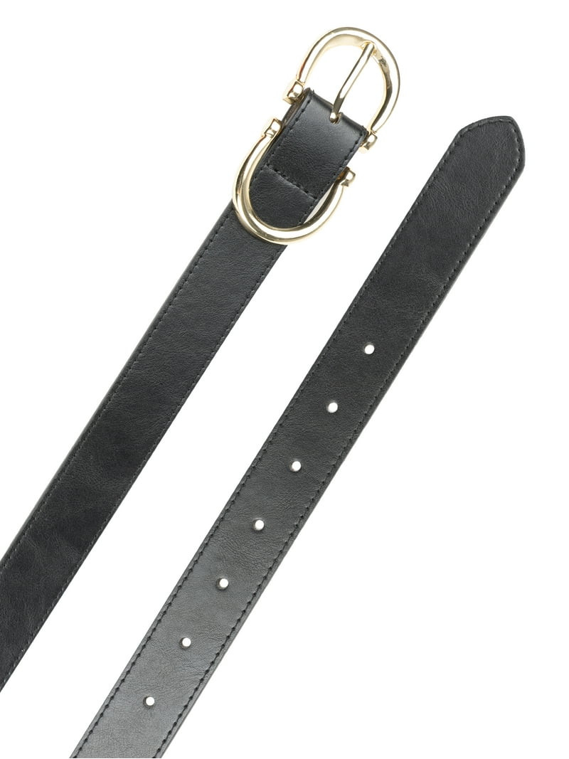 Time and Tru Women's Status Double Buckle Belt, Black | Walmart (US)