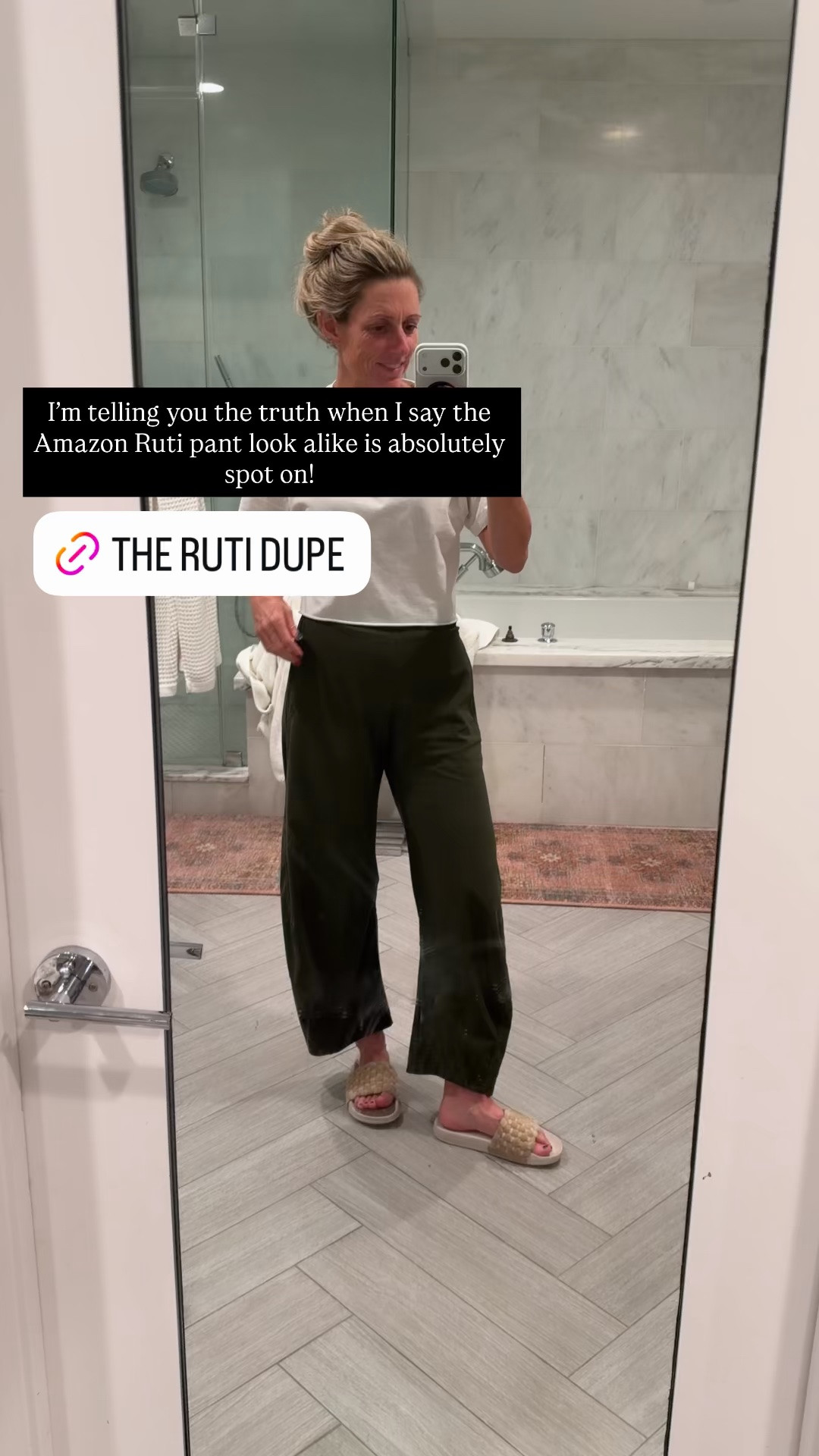 Yes!  The Amazon dupe of the Ruti barrel plant is so good that I bought them in 4 colors.  The absolute best every day pant.  

#FallOutfit #workwear #dupe￼

#LTKmomlife #LTKootd #LTKTravel
