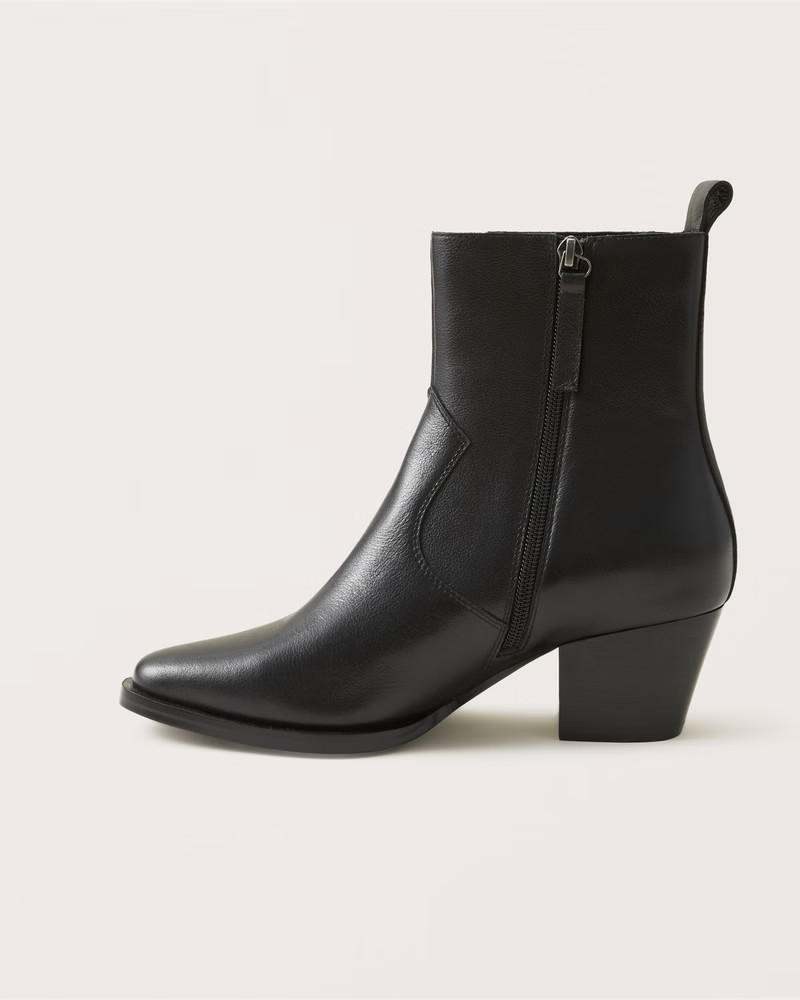 Women's Margaux Leather Western Ankle Boots | Women's Shoes | Abercrombie.com | Abercrombie & Fitch (US)