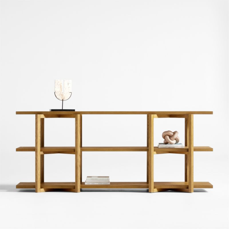 Thomas 80" Barley Oak Wood Low Open Media Console + Reviews | Crate & Barrel | Crate & Barrel
