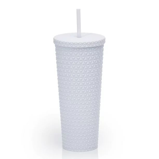 Mainstays 4pk 26oz DW AS Plastic Soft Touch Textured Tumbler with Straw, White | Walmart (US)