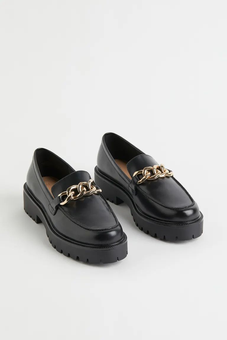 Chain-detail Leather Loafers | H&M (US + CA)