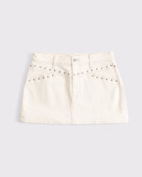 Curve Love Mid Rise Studded Denim Mini Skirt | Abercrombie & Fitch (US)