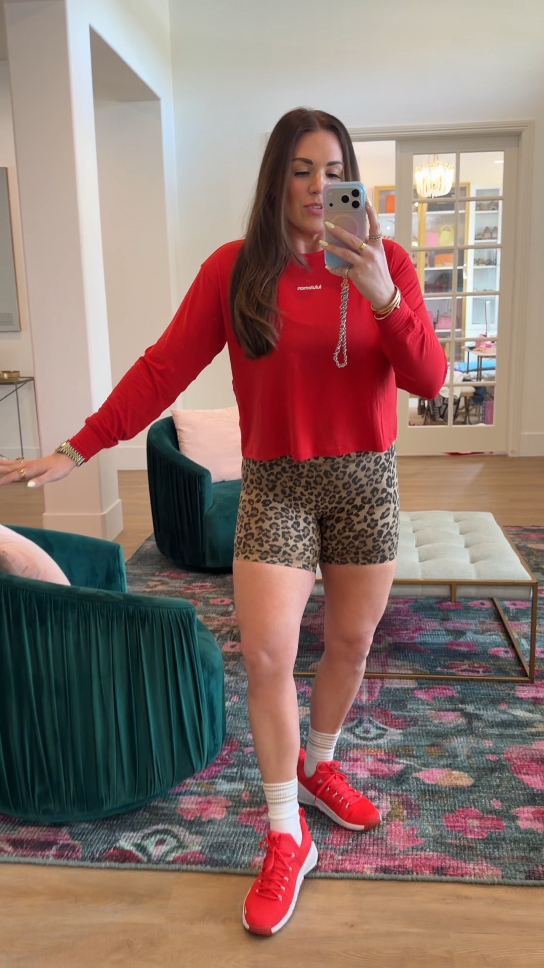 curvy midsize fitness workout look! obsessed with the new leopard print from lululemon. in the size 8 in cropped top, size 8 in shorts, and size 12 in bra 

#LTKfitnessgoals #LTKActive #LTKMidsize