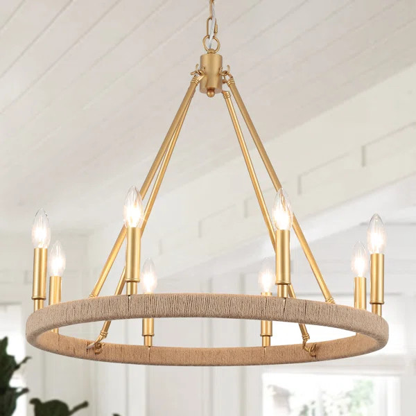 Bathild 8 - Light Dimmable Wagon Wheel Chandelier | Wayfair North America