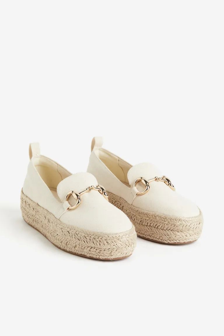 Canvas Espadrilles - No heel - Natural white - Ladies | H&M US | H&M (US + CA)