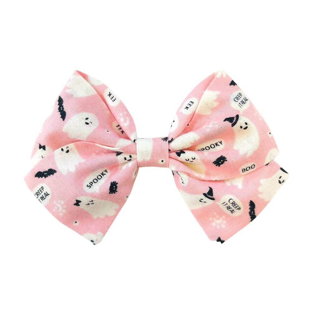 Pink Halloween Hair Bows, Toddler Halloween accessories, Cute Ghost Halloween Bows, Girl hair cli... | Amazon (US)