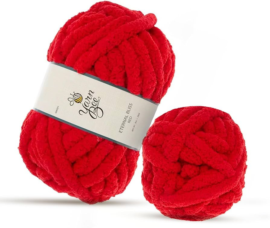 (RED) Jumbo Yarn for Crocheting & Knitting – Soft Yarn Skein – 28 Yards of 100% Polyester Yar... | Amazon (US)