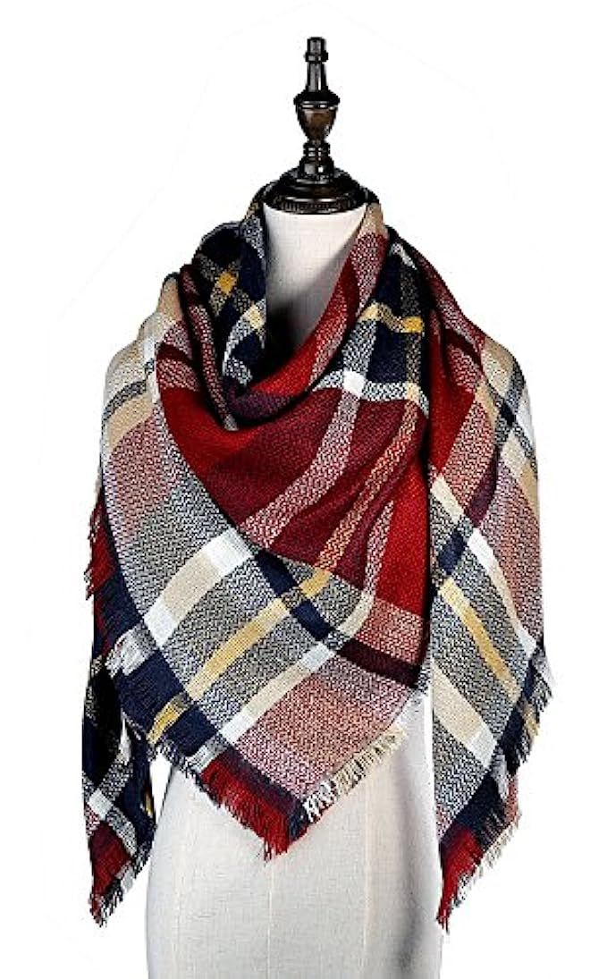 Lamamamas Plaid Blanket Scarf Cozy Tartan Wrap Shawl Scarfs for Women | Amazon (US)