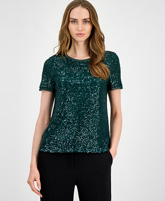 Anne Klein Women's Sequined T-Shirt - Macy's | Macy's