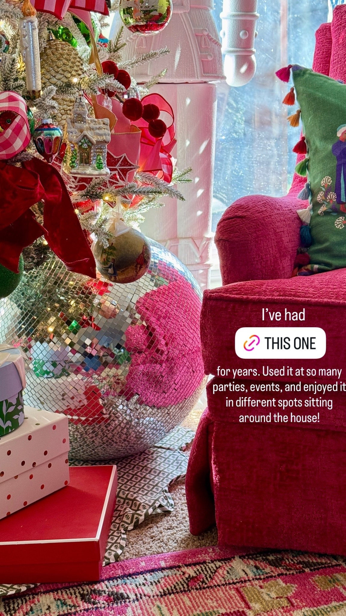 I’ve had this giant disco ball for years. Used it at so many parties, events, and enjoyed it in different spots sitting around the house!

#LTKHoliday #LTKHome