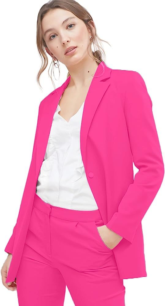 Amazon.com: EXTRO&VERT Boyfriend Blazer Jackets for Women Single Button Side Pockets Suit Jacket ... | Amazon (US)