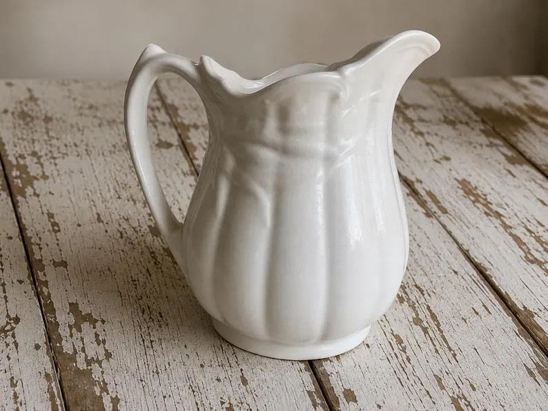 Vintage Wm Adams & Sons English Ironstone Pitcher, White Ironstone Jug, Farmhouse Pitcher | Etsy (Global)
