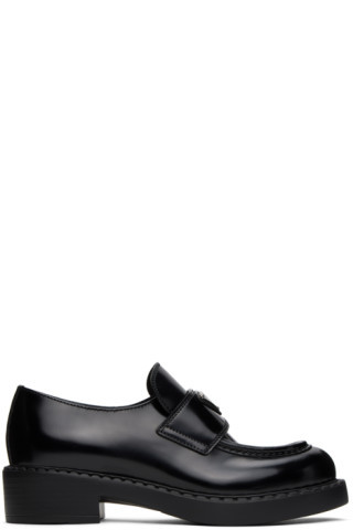 Black Chocolate Brushed Leather Loafers | SSENSE
