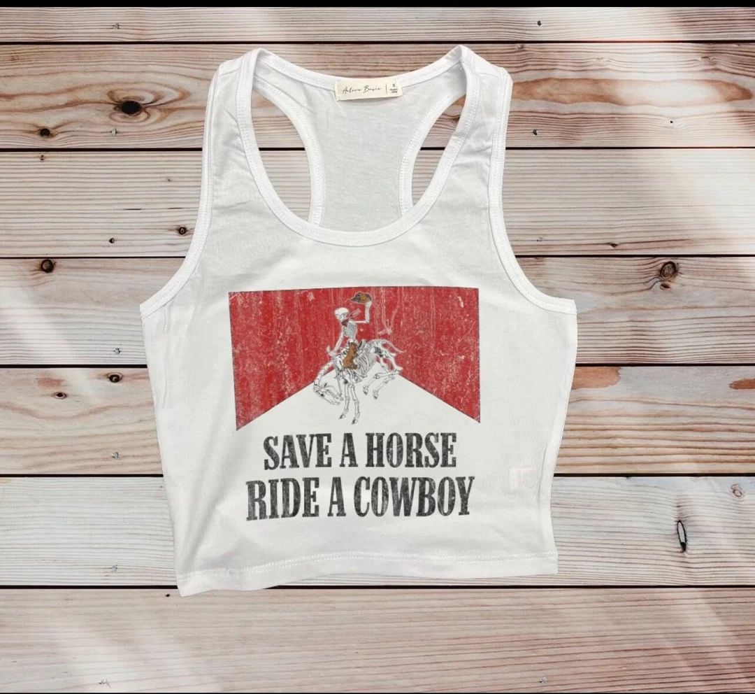 Save a Horse Cowboy Womens Cropped Tank Top - Etsy | Etsy (US)