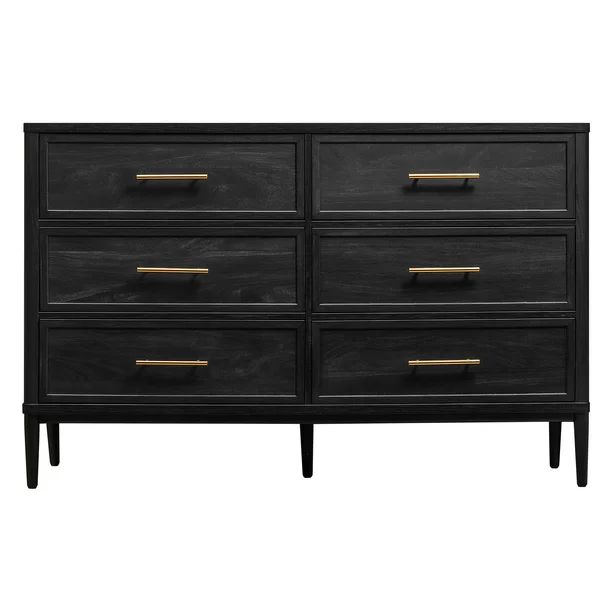 Better Homes & Gardens Oaklee 6- Drawer Dresser, Black Wood Finish - Walmart.com | Walmart (US)