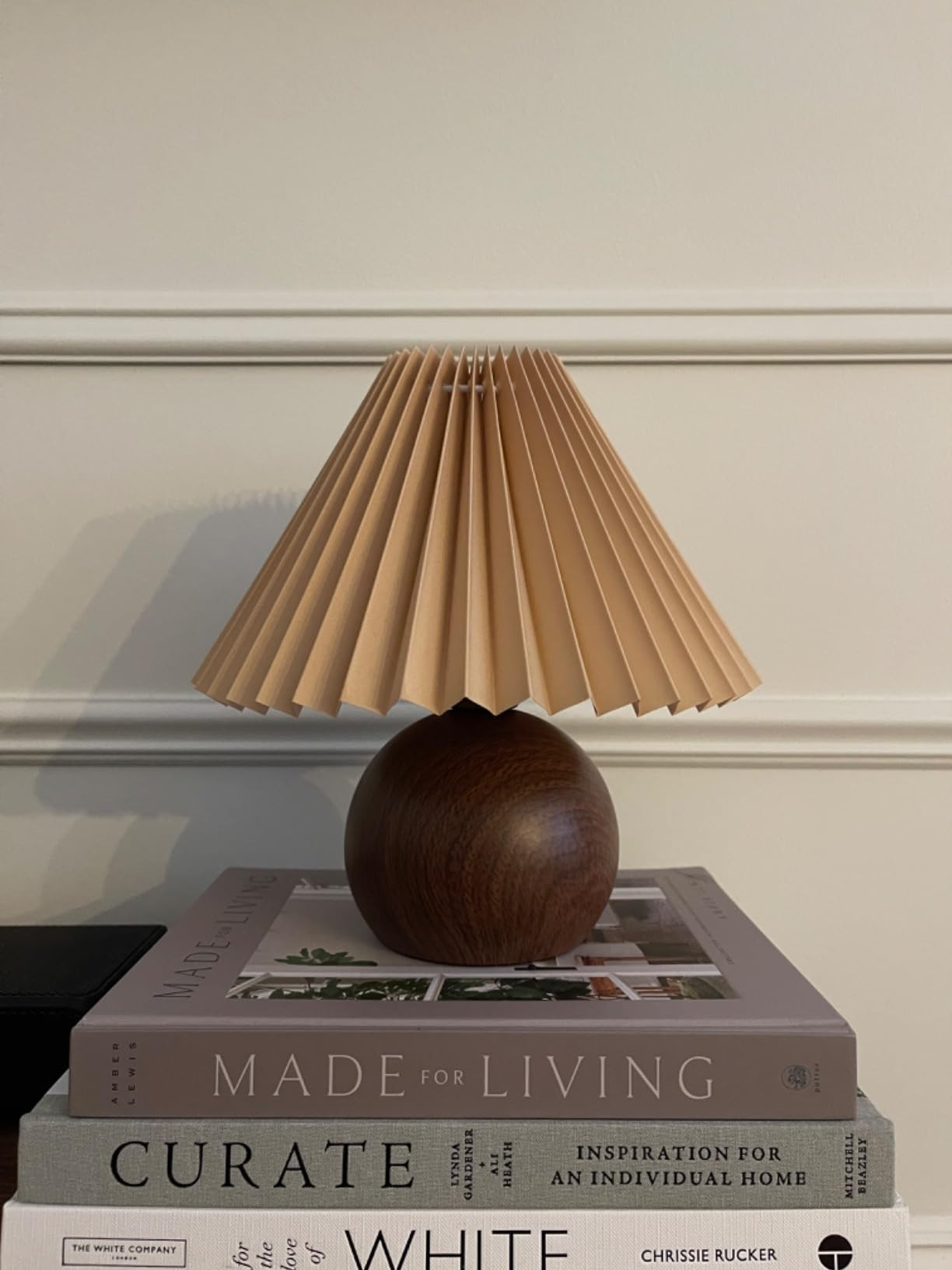 KUNJOULAM Small Pleated Table Lamp, Modern Bedside Nightstand Lamp with Beige Lampshade, Metal Ba... | Amazon (CA)