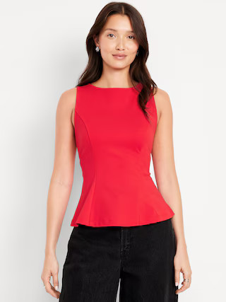 Ponte-Knit Sleeveless Peplum Top | Old Navy (US)