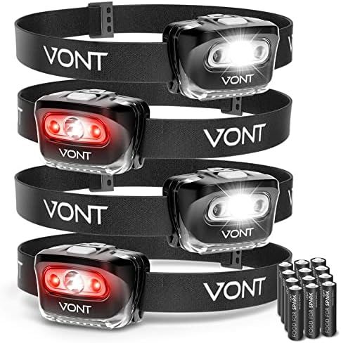 Vont LED Headlamp. IPX5 Waterproof, [4 Pack, Batteries Included] 7 Modes incl/ Red Light, Head Lamp  | Amazon (US)