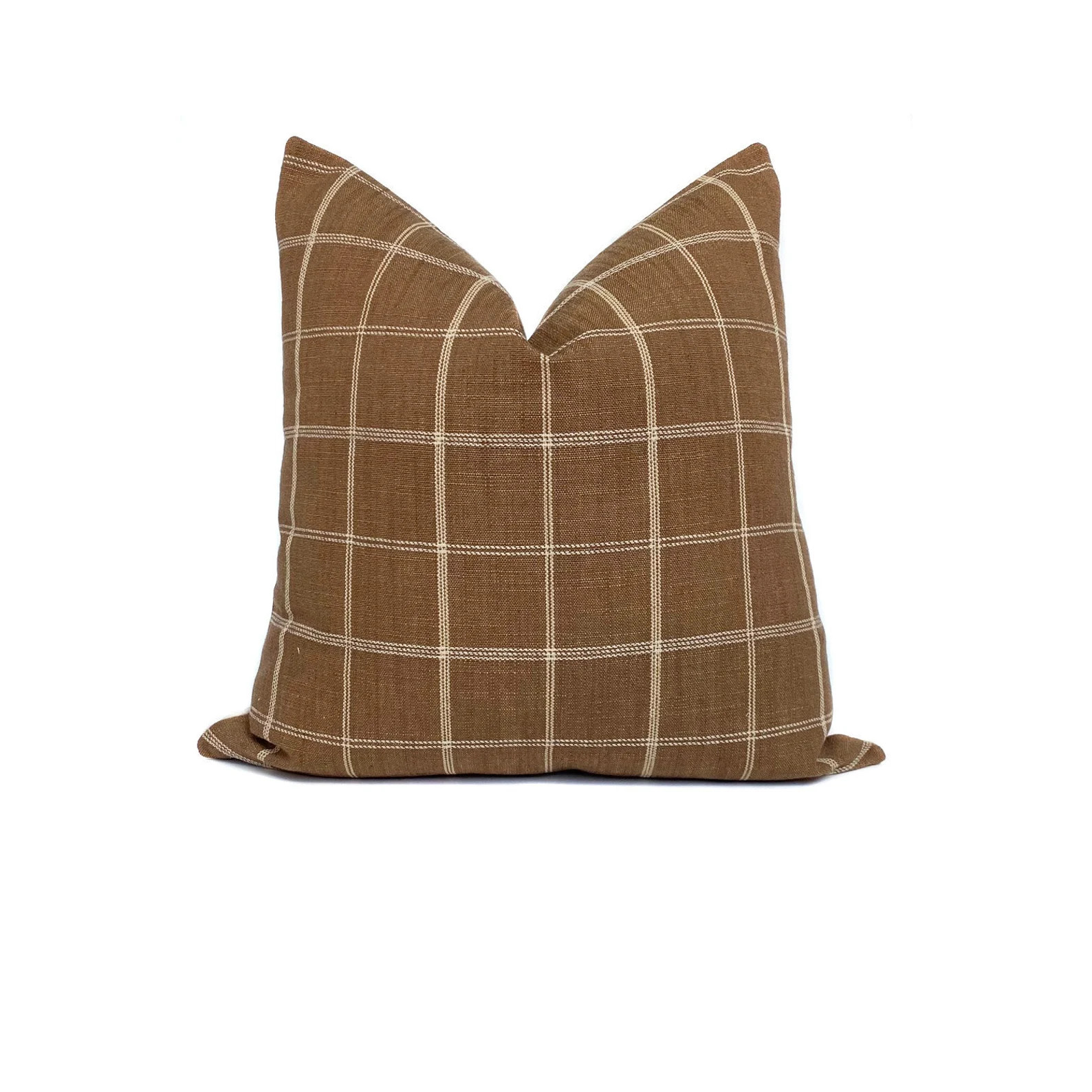 Rust Farmhouse Windowpane Pillow Cover | Etsy (US)