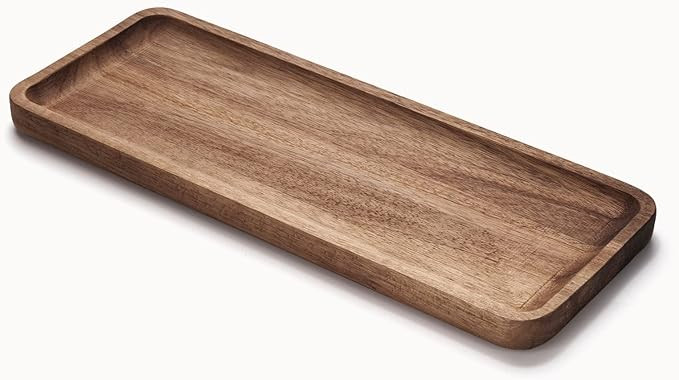 Bathroom Vanity Tray, Acacia Wood Counter Tray, Toilet Tank Tray, Appetizer Charcuterie Snack Ser... | Amazon (US)