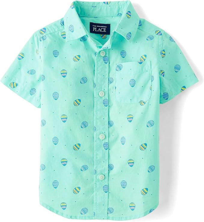 The Children's Place Baby Boys' and Toddler Poplin Short Sleeve Button Down Shirt | Amazon (US)