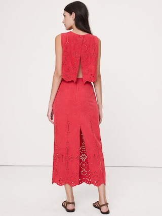 Tencel™-Linen Eyelet Maxi Skirt | Banana Republic (US)