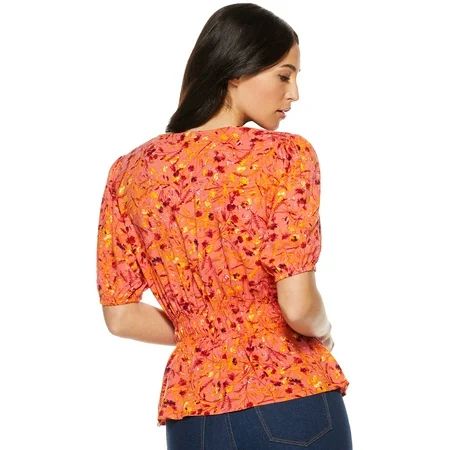 Sofia Jeans by Sofia Vergara Women’s Puff Sleeve Button Front Top | Walmart (US)