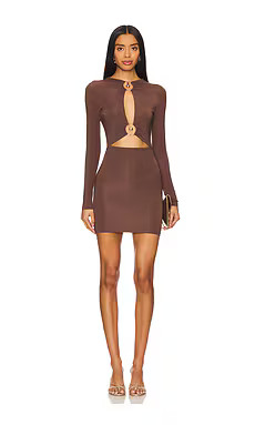 superdown Sarah Cut Out Dress in Chocolate Brown from Revolve.com | Revolve Clothing (Global)