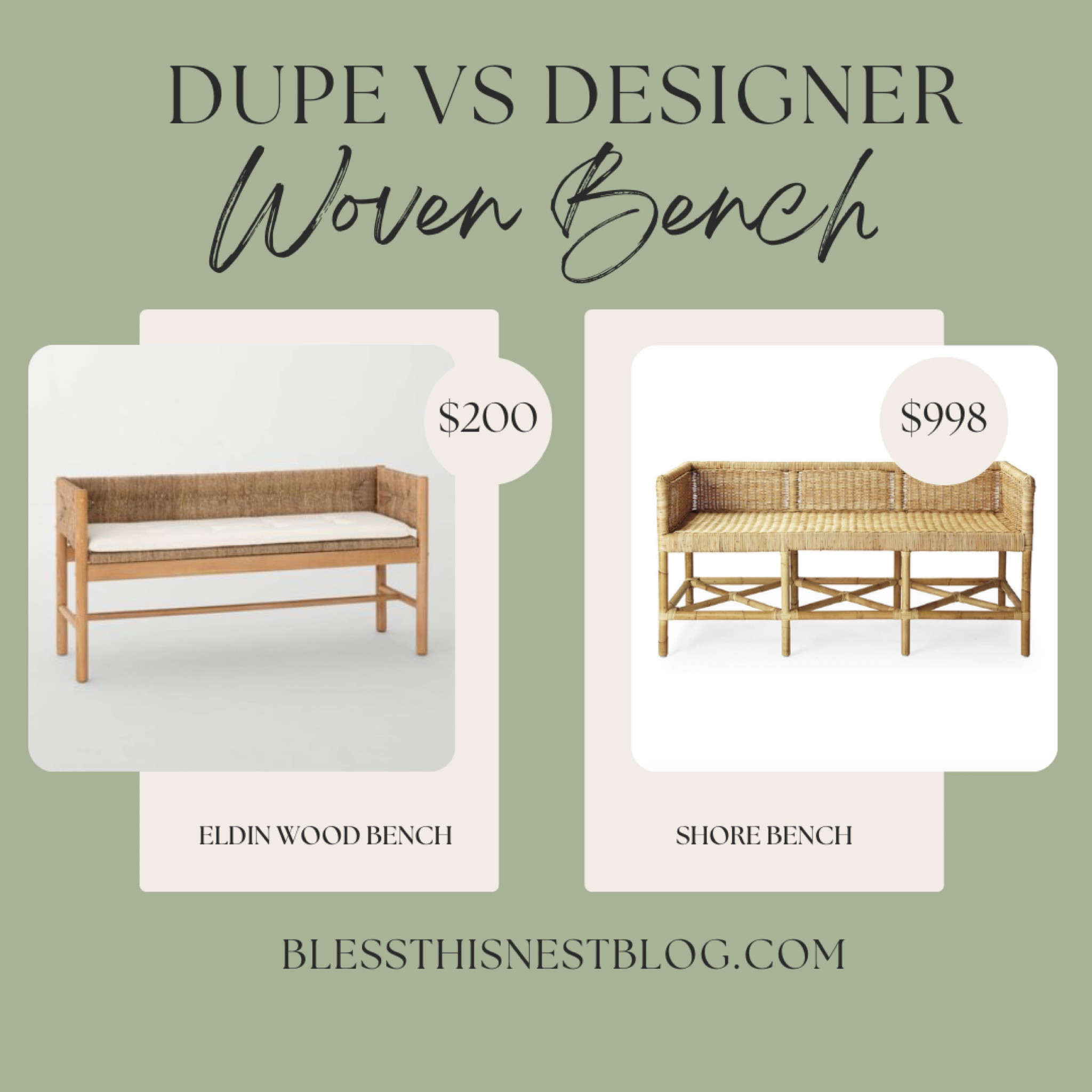 This Studio McGee woven bench is a beautiful dupe for the Shore bench from Serena and Lily. 

#LTKFind #LTKhome