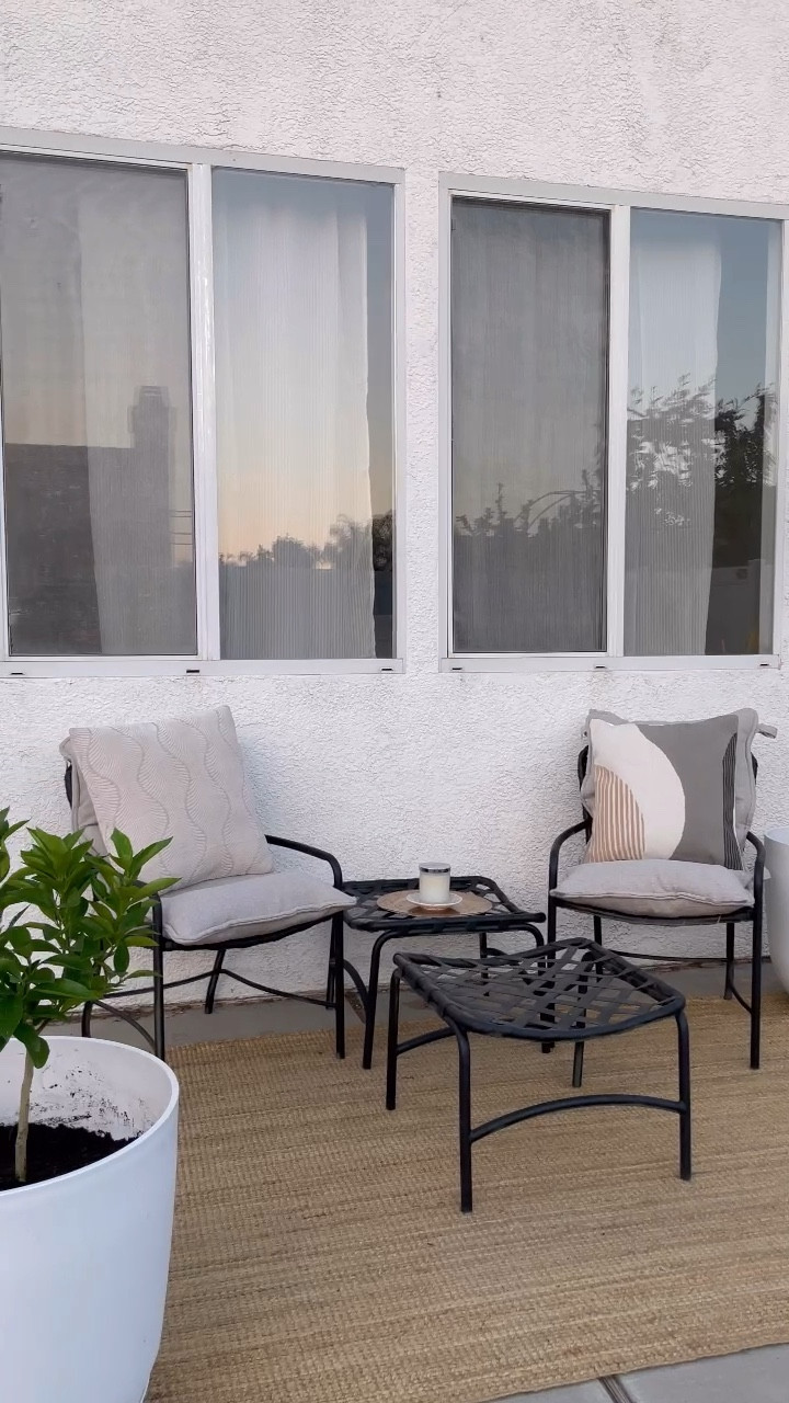 There’s something so calming about creating spaces where it feels good to relax after a hard day. I found this antique Brown Jordan patio set while thrifting and gave it and my seating area a facelift for Summer.

What type of spaces make you feel calm after a long day? Shop all the items I purchased here!

#exteriordesign #patiodesign #antiquefurniture #interiordesigner #calmspace #happyoutdoors #brownjordanfurniture #alanayahome