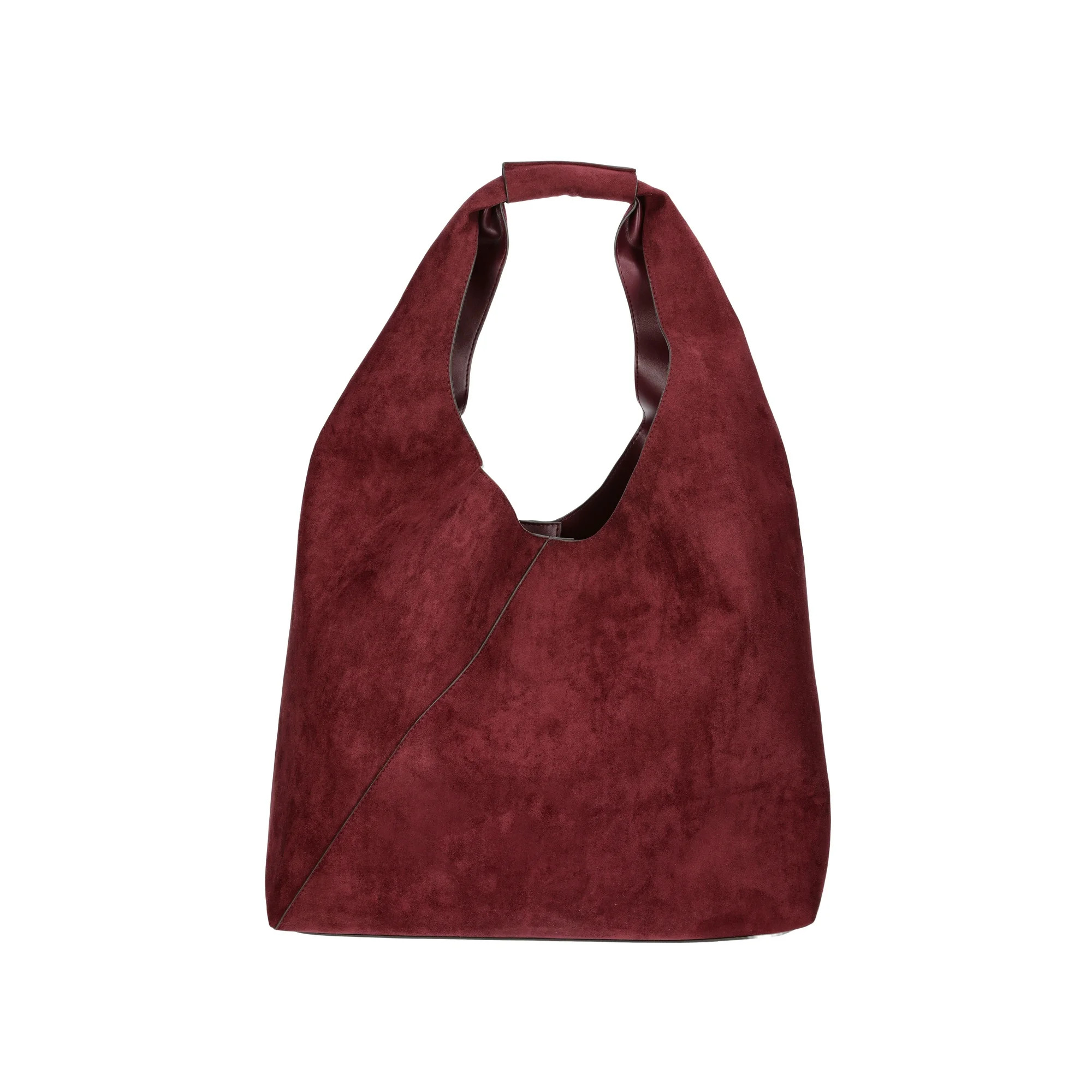Time and Tru Women's June Soft Faux Suede Hobo Bag, Wine | Walmart (US)