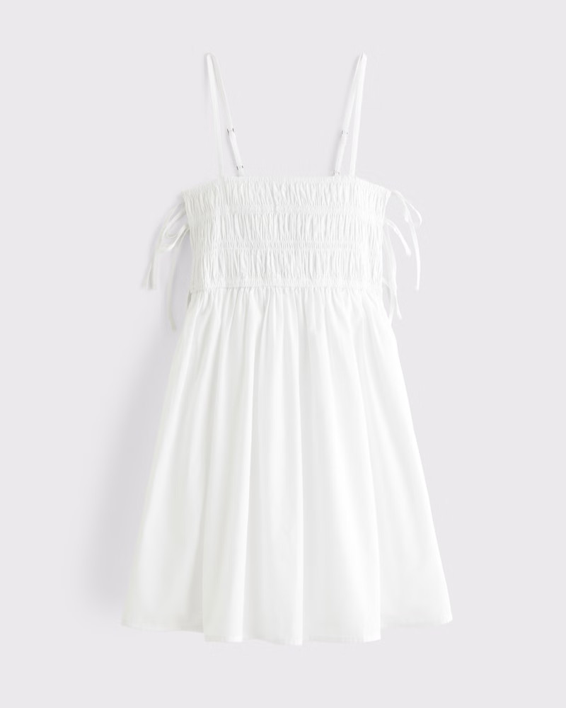 Smocked Babydoll Tie Mini Dress | Abercrombie & Fitch (US)