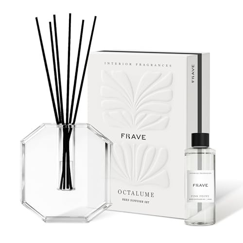 Frave OctaLume Crystal Reed Diffuser Set with 100ml Pink Citron & Peony Oil, Luxury Glass Vase Scent Diffuser for Home, Room Freshener, Decorative Diffusers for Living Room, Bathroom | Amazon (US)