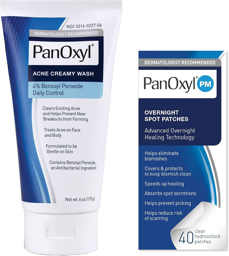 Panoxyl Acne Wash 4% Bundle with PM Patches | Amazon (US)