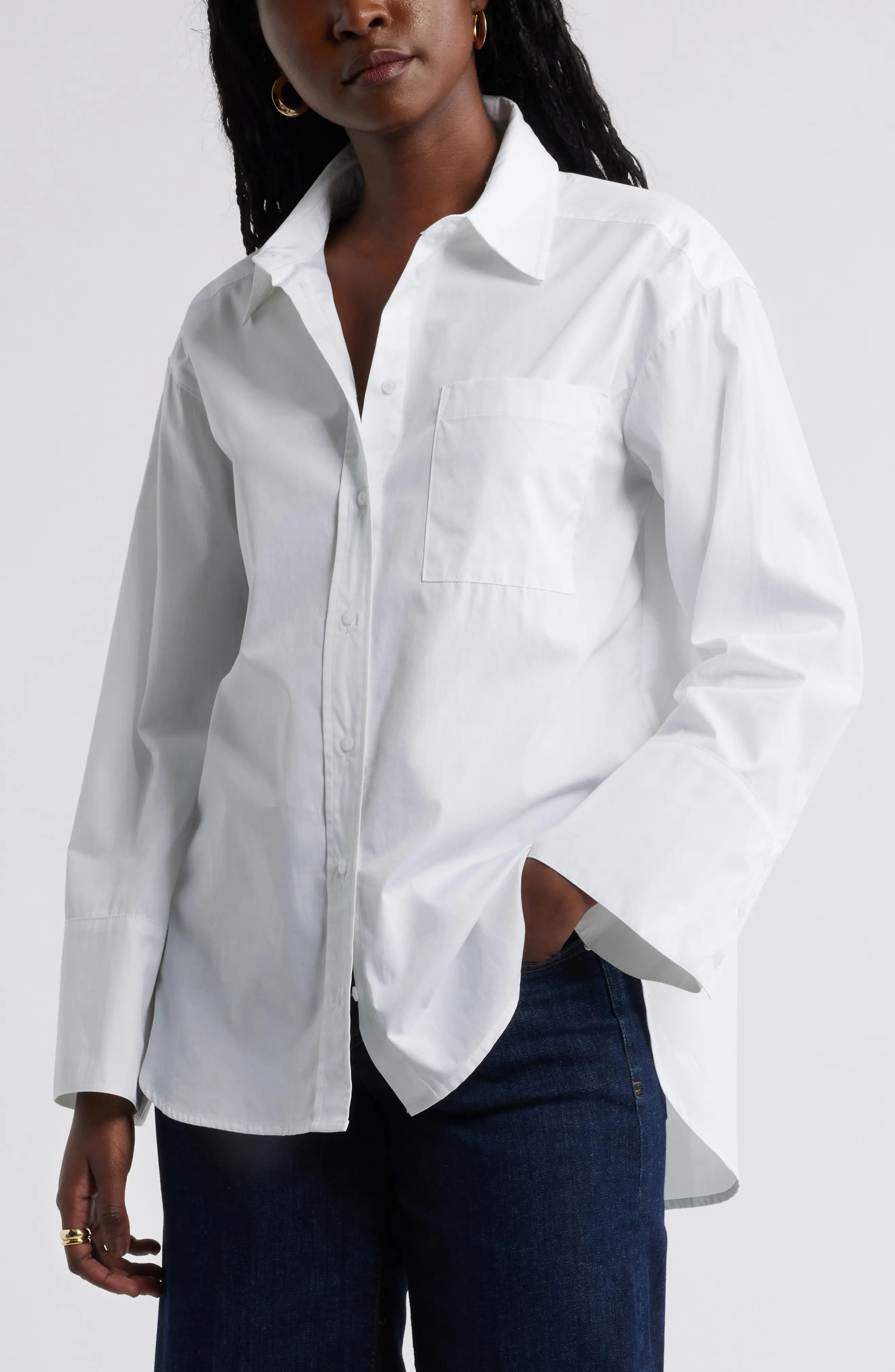 Cotton Poplin Button-Up Shirt (Women) | Nordstrom | Nordstrom