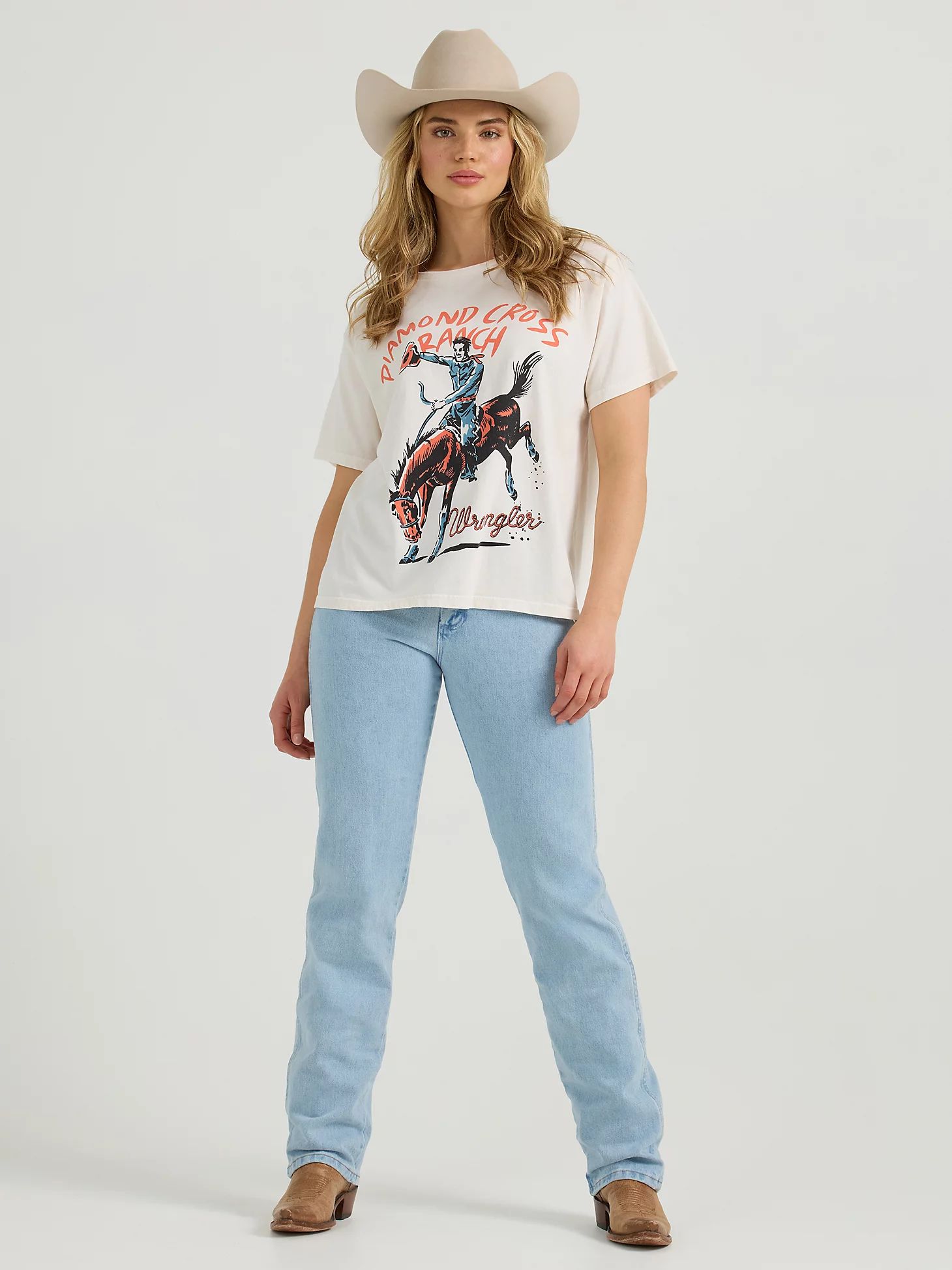 Wrangler x Diamond Cross Not My First Rodeo Tee in Marshmallow | Wrangler