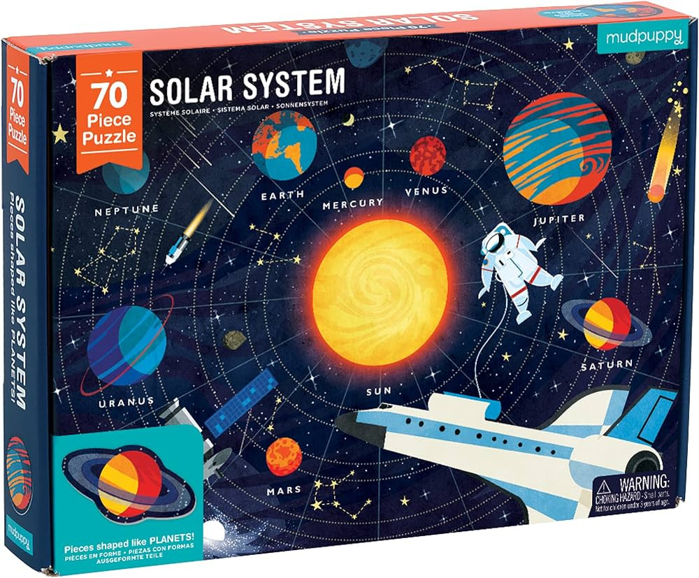 Mudpuppy Solar System Puzzle, 70 Pieces, 23”x16.5”, Great for Kids Ages 5-9, Learn the Solar ... | Amazon (US)