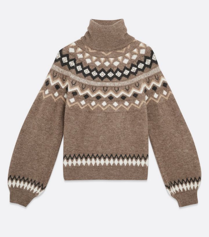Brown Fair Isle Roll Neck Jumper
						
						Add to Saved Items
						Remove from Saved Items | New Look (UK)