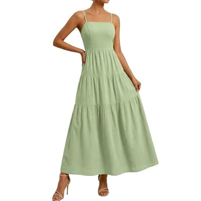 Okiwam Women's Summer Dress 2026 Casual Boho Sleeveless Spaghetti Strap S… | Amazon (US)
