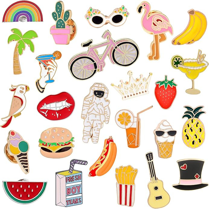 EuTengHao 25 Pieces Cute Enamel Lapel Pin Set Cartoon Brooch Pin Badges Brooch Pins for Clothing ... | Amazon (US)