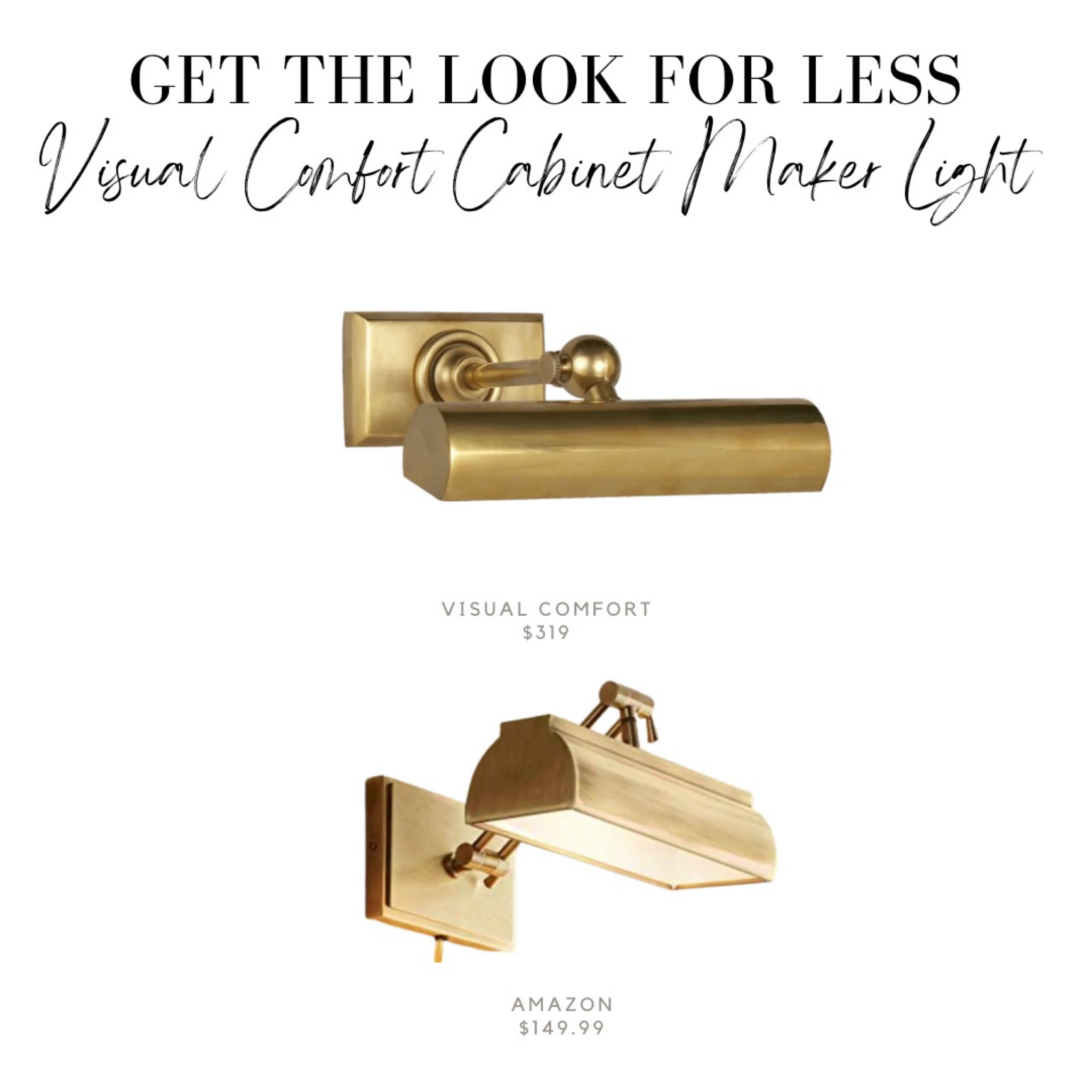 Get the look for less!
Visual comfort, circa lighting, cabinet maker light, picture light, brass light, Amazon, Amazon lighting, lighting dupe, office lighting, affordable lighting

#LTKhome #LTKstyletip